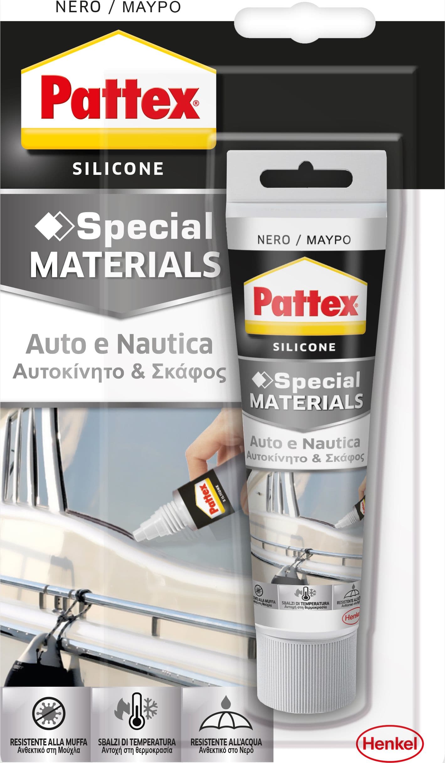 Silicone Pattex Auto e Nautica Nero Blister Ml. 50 Henkel - 2