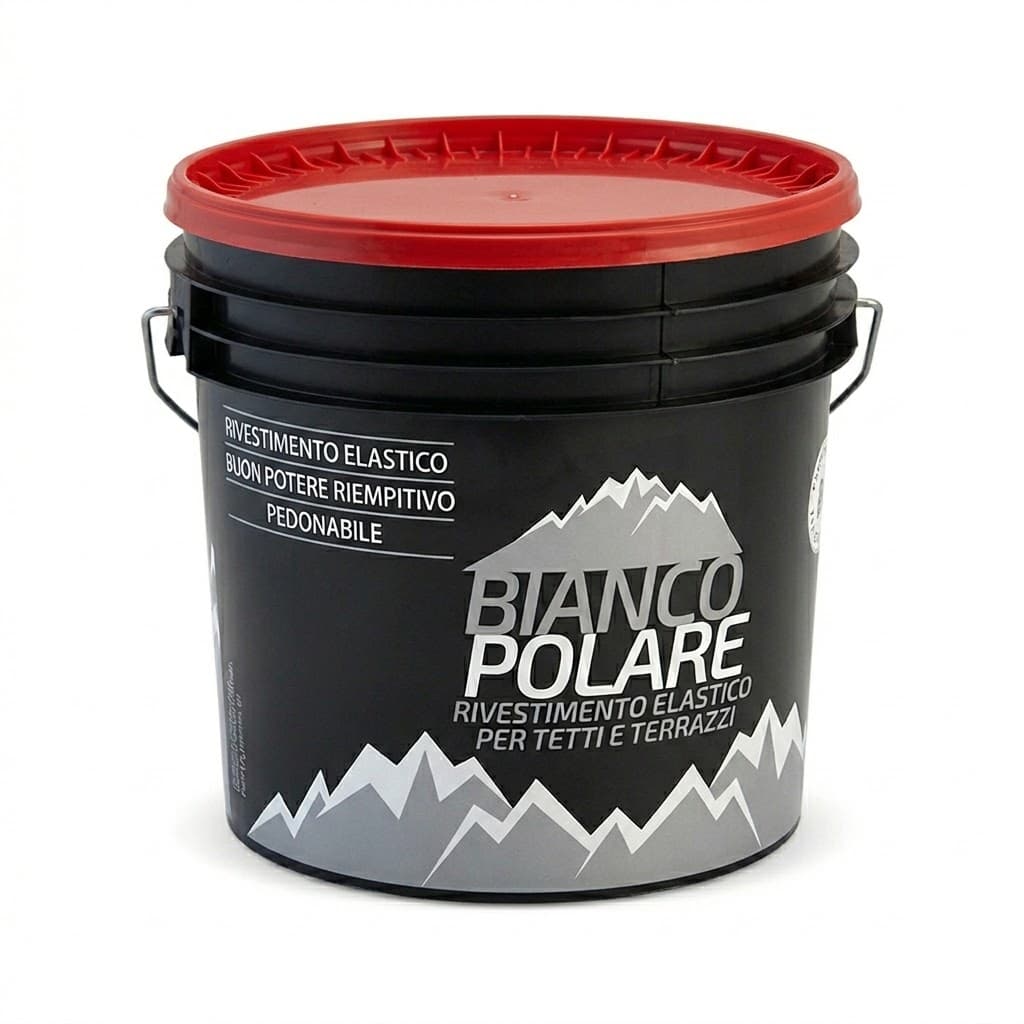 VERNICE ACRILICA PER TETTI kg. 5  - colore rosso  - BIANCO POLARE - 2