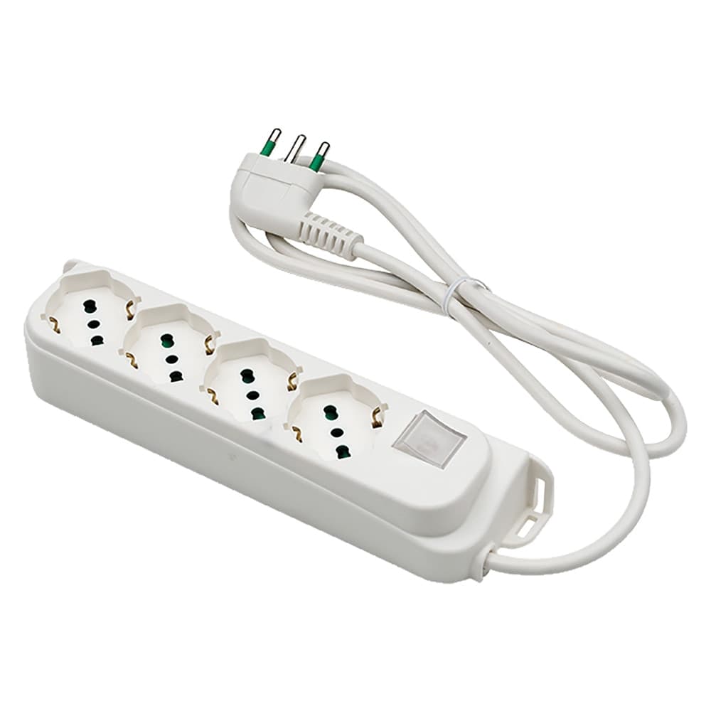 Multipresa con Interruttore 3 Uscite Spina 2p+t 16a Fanton Bianca
