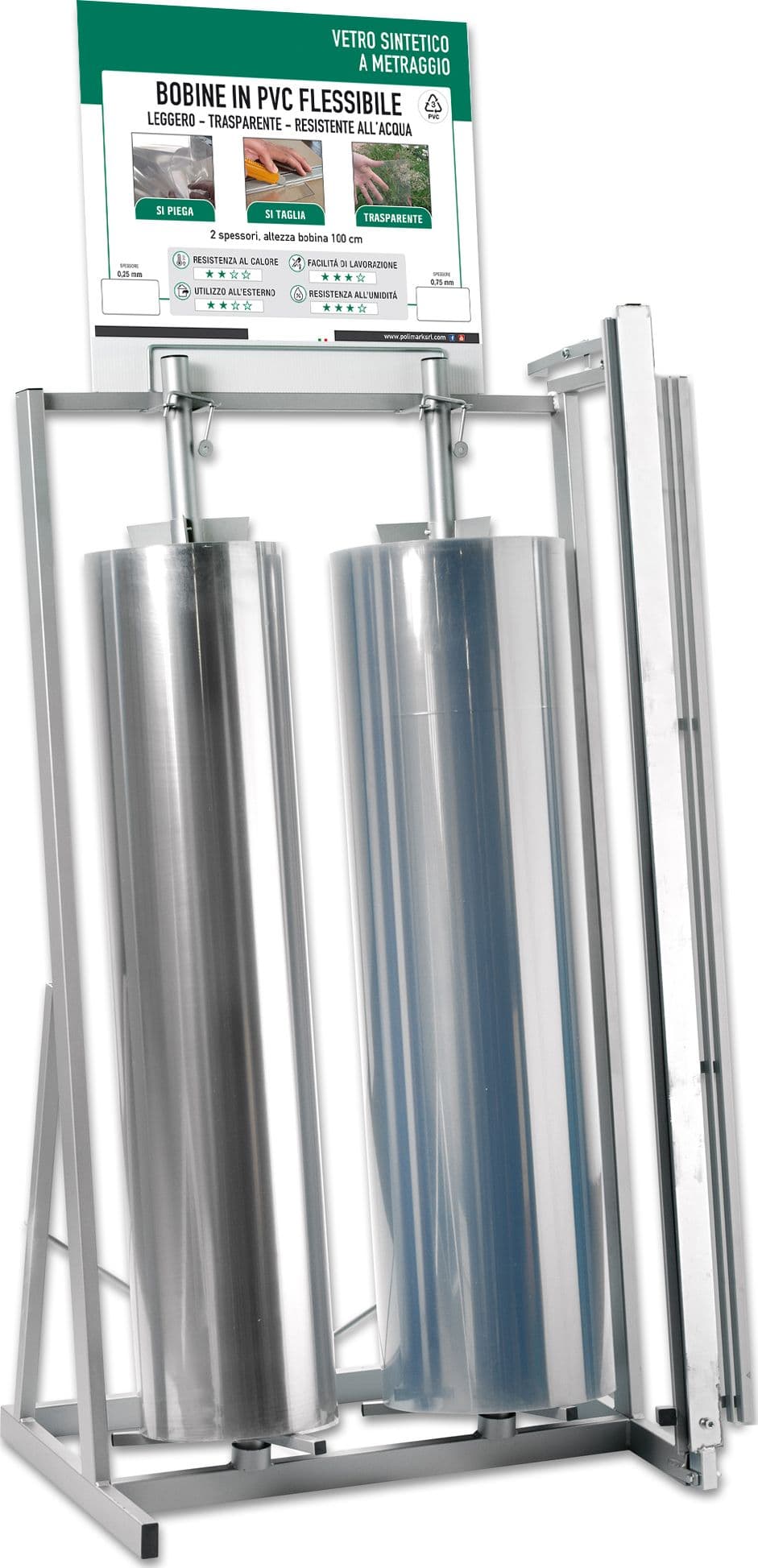 Espositore per Vetro Sintetico a Rotoli Cm 75 x 50X160 H - 2