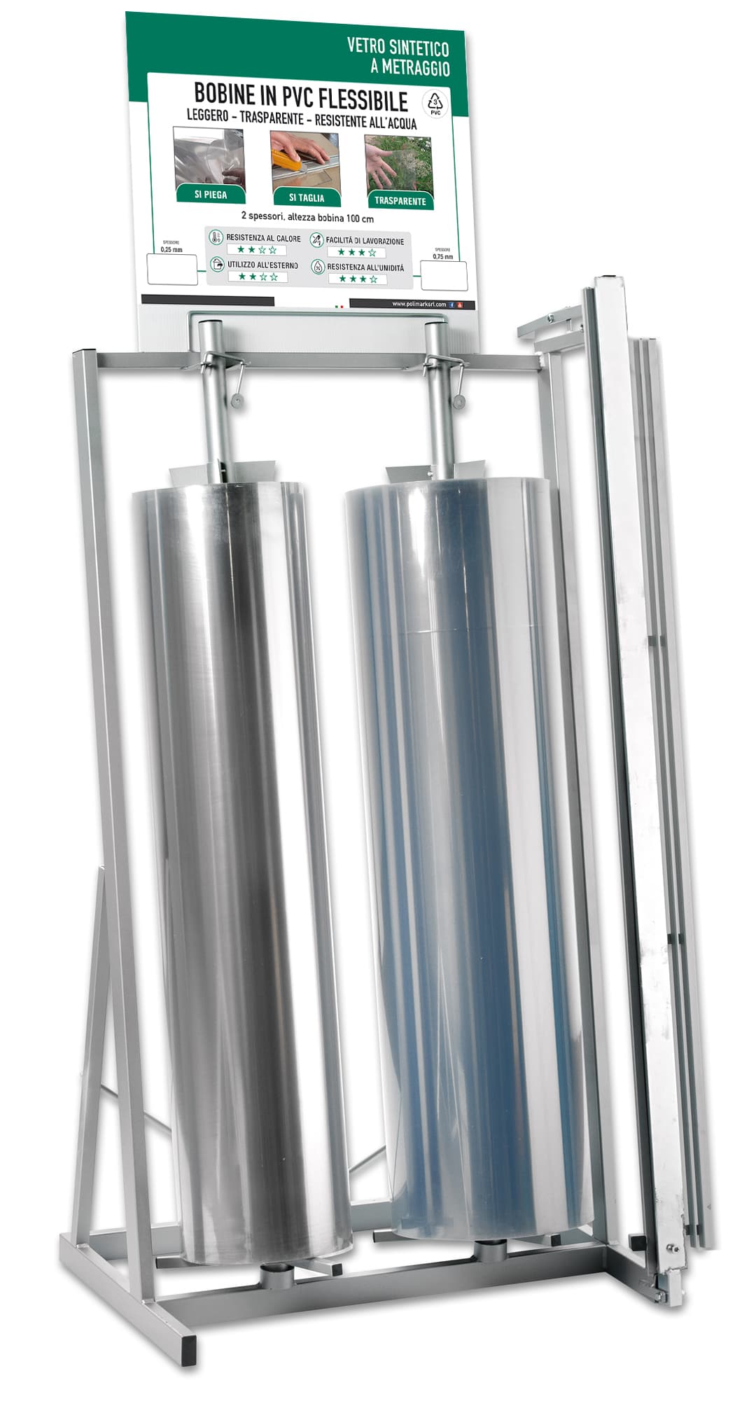Espositore per Vetro Sintetico a Rotoli Cm 75 x 50X160 H - 2