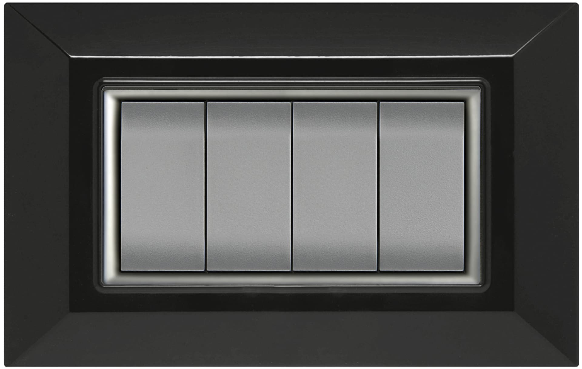 Placca Plain Colore Nero 4 Posti 15 Pezzi Feb Elettrica - 2