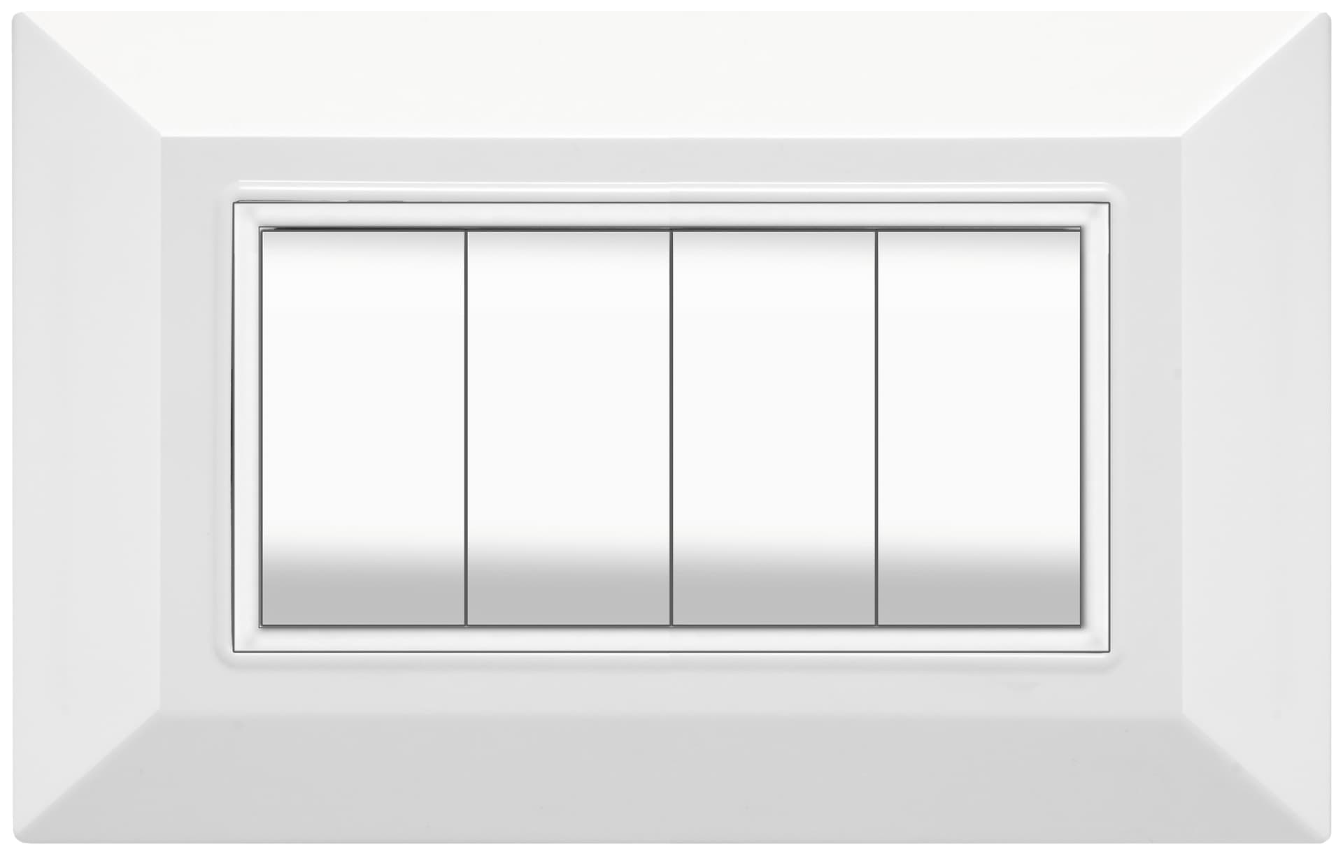 Placca Plain Colore Bianco 4 Posti 15 Pezzi Feb Elettrica - 2