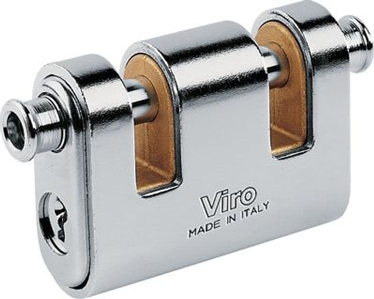 Lucchetto Antiscasso Corazzato 2 Luce Panzer Viro Ottone Acciaio Cromato - 2
