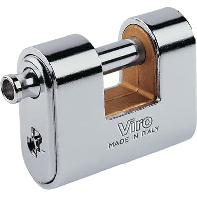 Lucchetto Antiscasso Corazzato Panzer Viro Ottone Acciaio Cromato 8240001 - 2