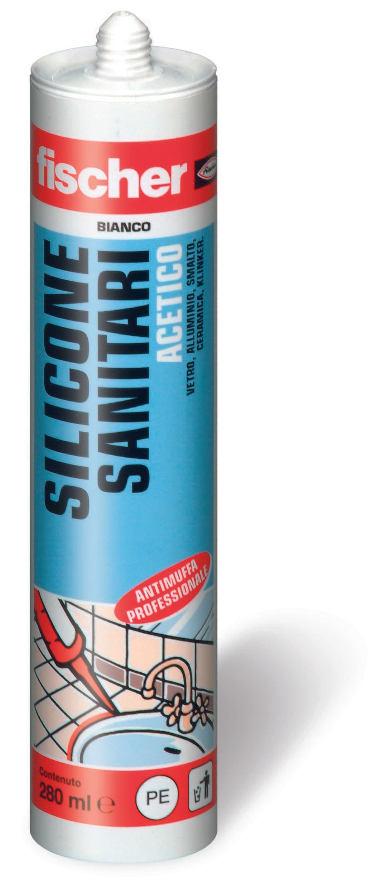 Silicone Acetico per Sanitari Ml. 280 Bianco 25 Pezzi Fischer - 2