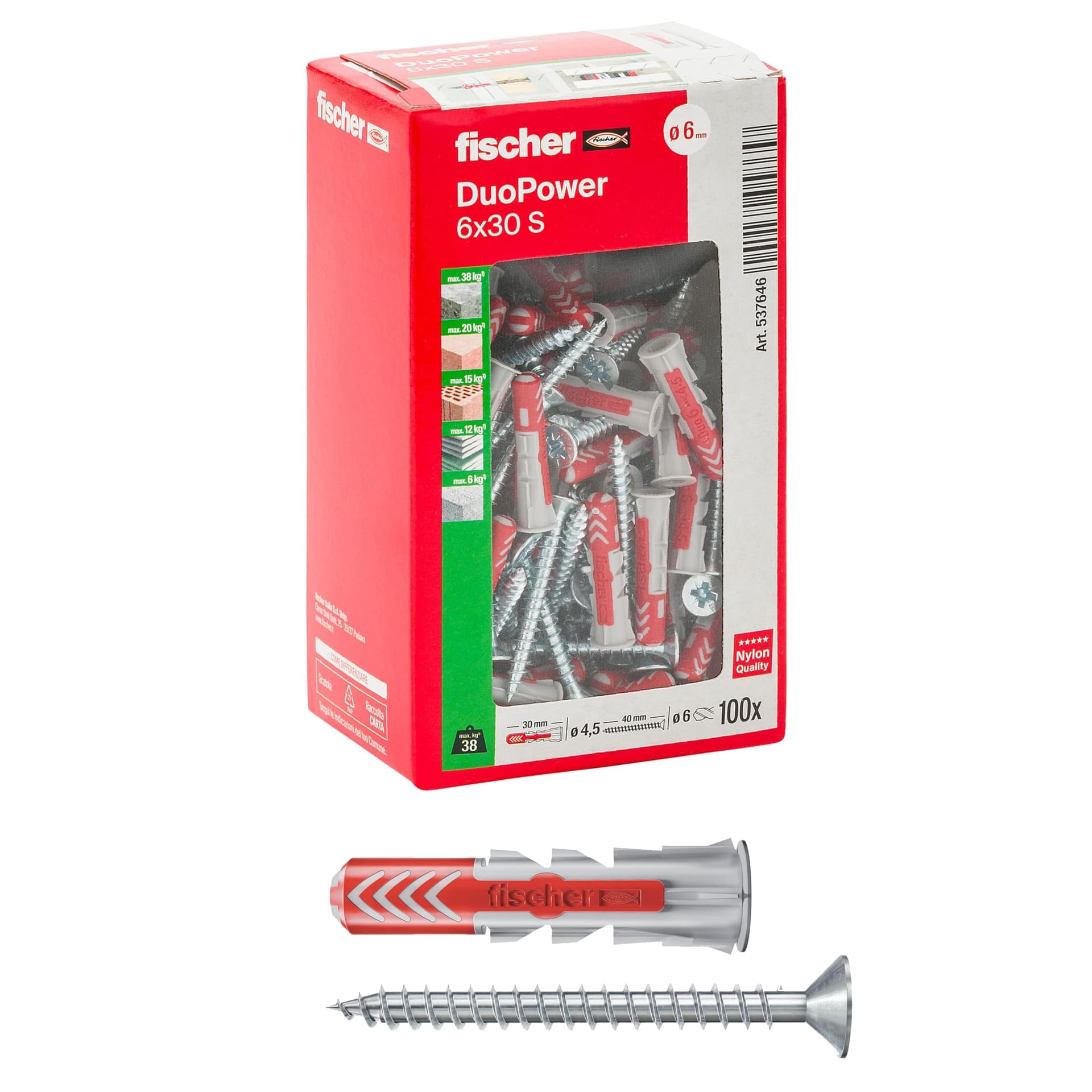 Tassello Duopower 6S Mm 6 x 30 PZ.100 Fischer