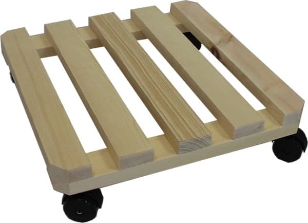 Portavaso Mobile in Legno Scuro con Ruote Cm 34 x 34 - 2