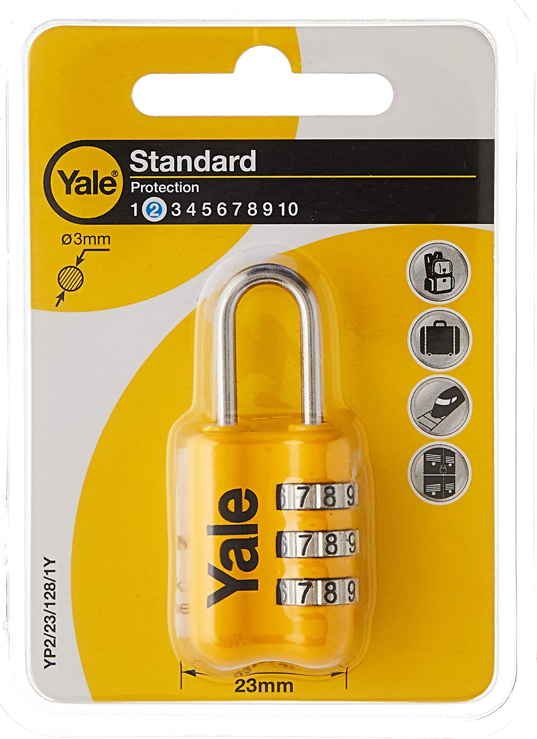 Lucchetto a Combinazione YP2 Yale Cromato 23 mm 2 Pezzi