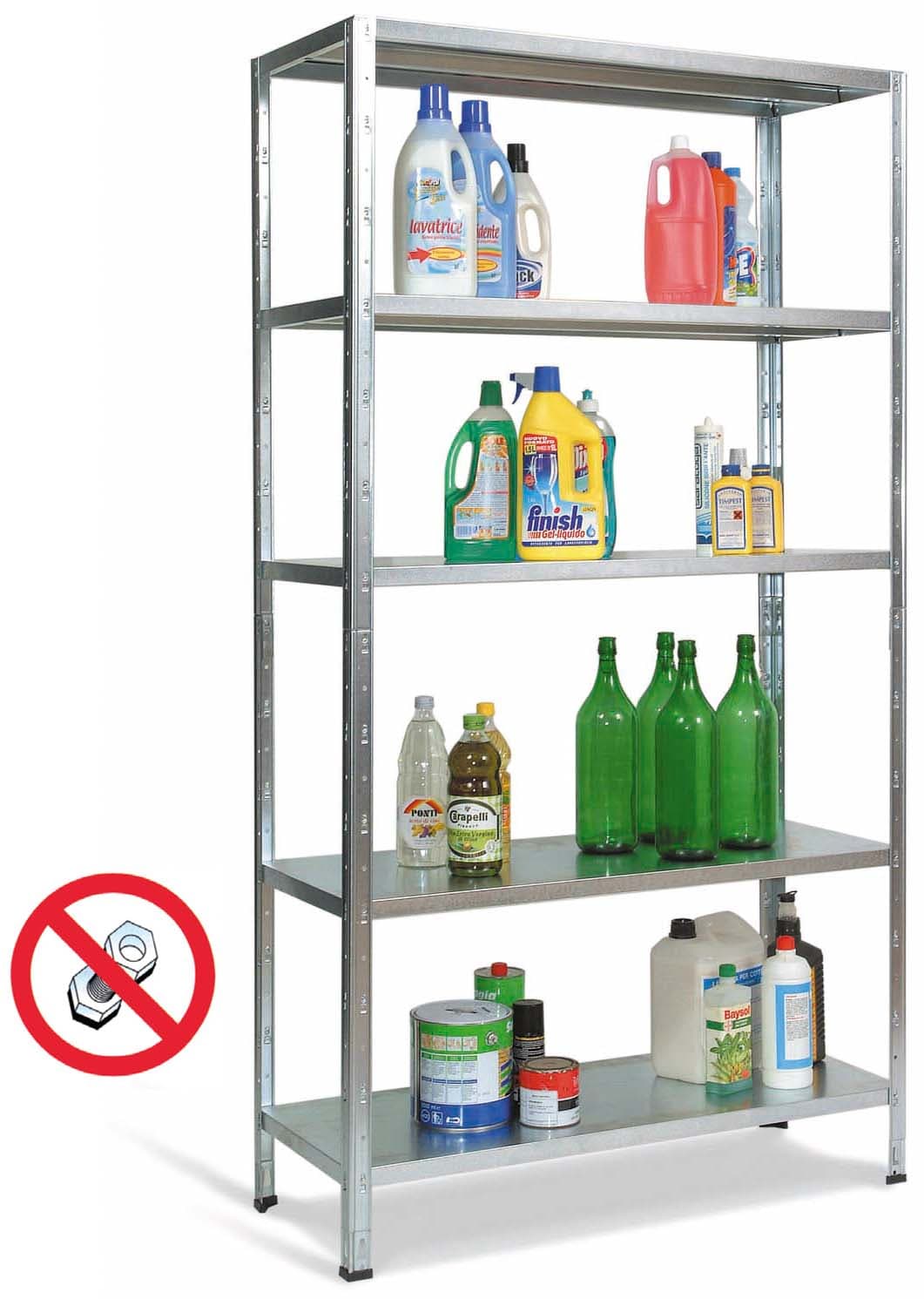 Kit Scaffali ad Incastro Zincato Aste Spezzate Cm 100 x 40X186 H Prometal - 2