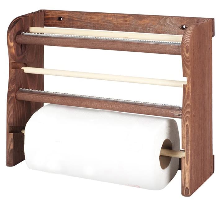 Portarotolo Tris in Legno Scuro Cm 33 x 9X29H - 2