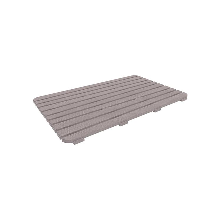 Pedana Doccia Rettangolare 80 x 50 cm Tortora Effetto Legno in Plastica PP - 2