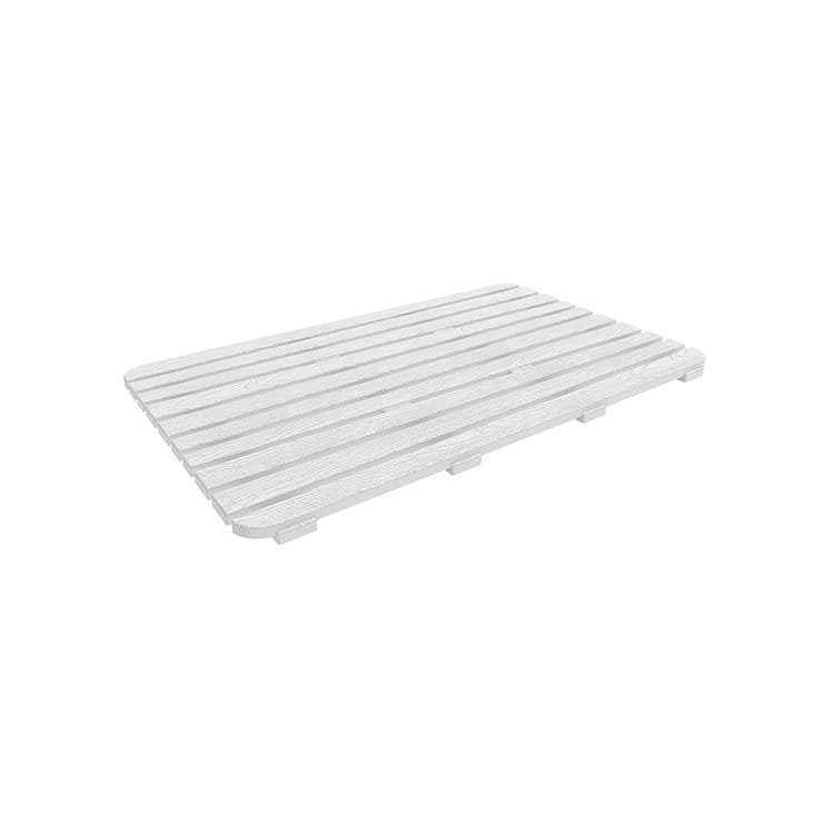 Pedana Doccia Rettangolare 80 x 50 cm Bianca Effetto Legno in Plastica PP - 2