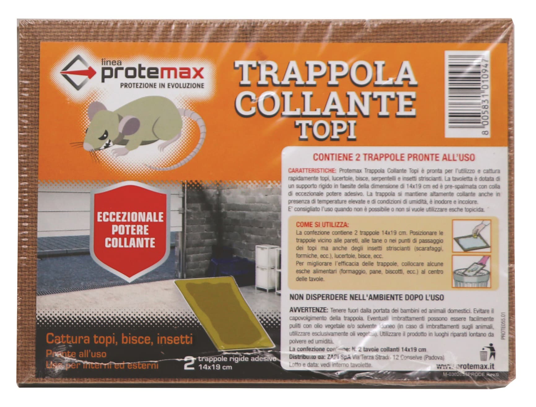 Trappola Tavoletta Topi Miny Blister Pz 2 cm 15 x 20 - 2