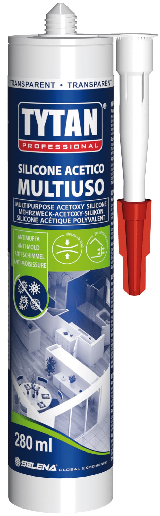Silicone Acetico Universale Multiuso Ml. 280 Trasparente 24 Pezzi Tytan - 2