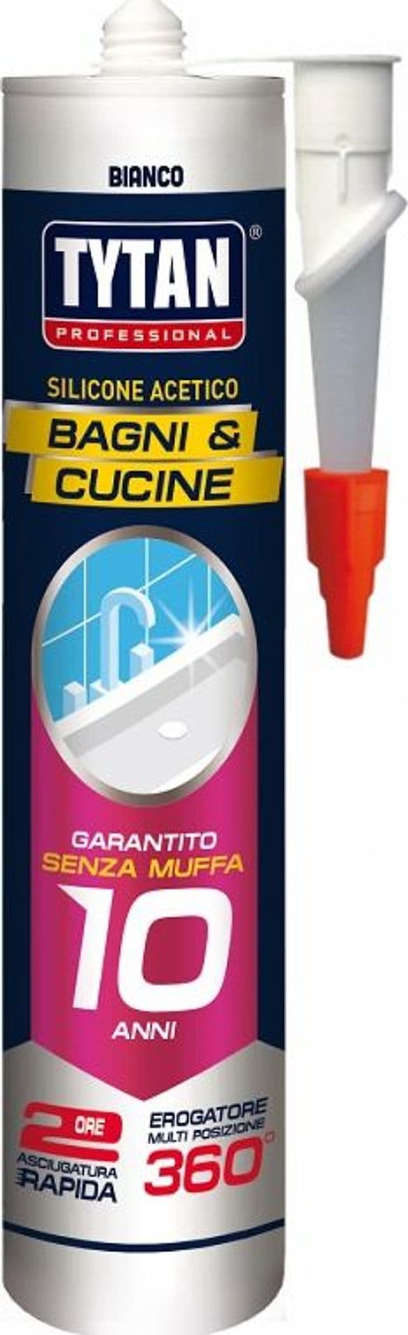 Silicone Acetico Bagni e Cucine Ml. 280 Bianco 12 Pezzi Tytan - 2