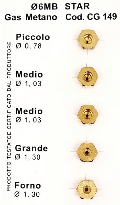 Ugelli per Cucina Metano Kit 5 Pezzi 5.00 Confezioni - 2