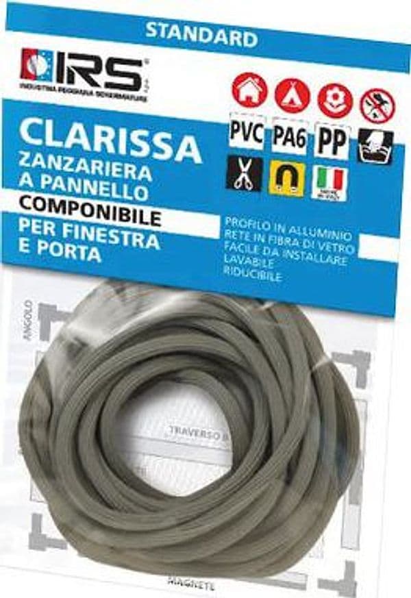 Tondino Fissa Zanzariera Clarissa Irs Gomma Grigia 5 m - 2