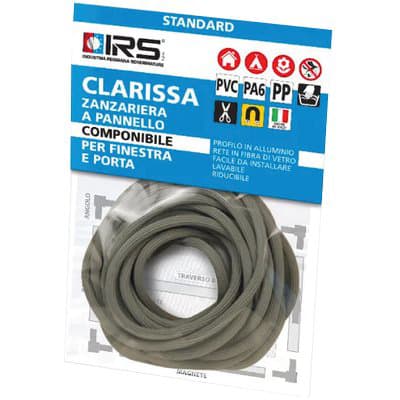 Tondino Fissa Zanzariera Clarissa Irs Gomma Grigia 5 m - 2