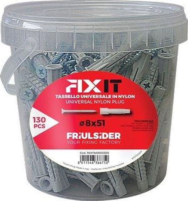 Tassello Nylon Fixit Vite TSP Promopack Friulsider 8 x 51 mm 130 Pezzi