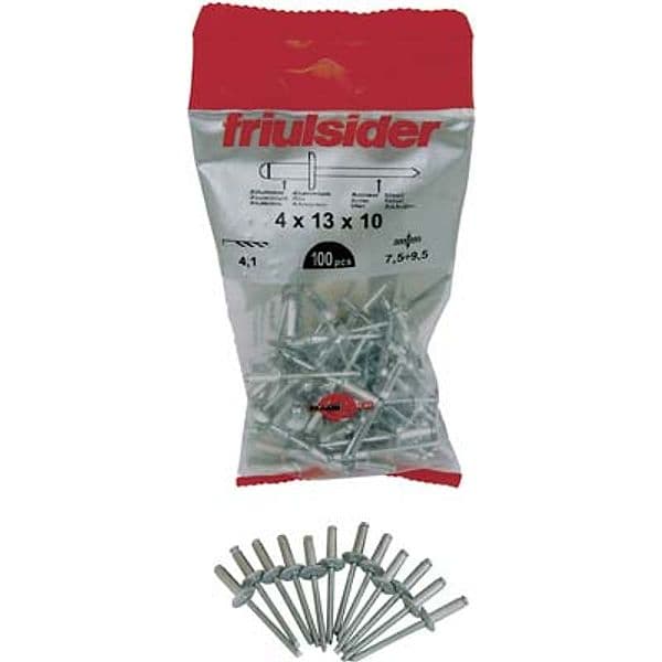 Rivetto a Strappo Alluminio Testa Larga 4 x 16 mm 10 mm 100 Pezzi - 2