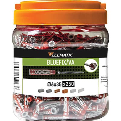 Tassello Nylon Bluefix Va 6 TSP Promopack Elematic 250 Pezzi - 2