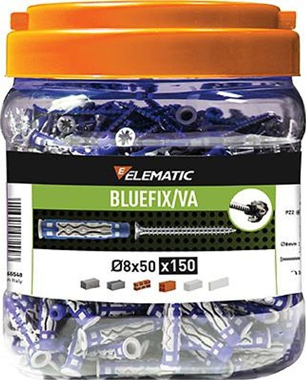 Tassello Nylon Bluefix Va 8 TSP Promopack Elematic 150 Pezzi - 2