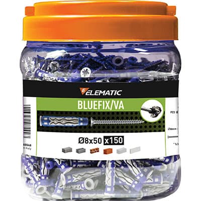 Tassello Nylon Bluefix Va 8 TSP Promopack Elematic 150 Pezzi - 2