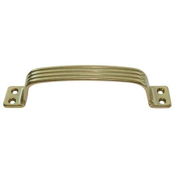 Maniglietta Mobili Rigata Ottone Lucido Int 140 mm 5 Pezzi - 2