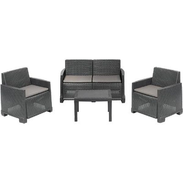 Set Rattan Iseo Progarden Pp Antracite pz 4 con Cuscini 4 Pezzi - 2