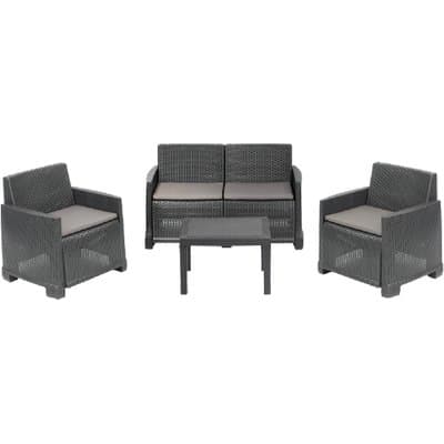 Set Rattan Iseo Progarden Pp Antracite pz 4 con Cuscini 4 Pezzi - 2