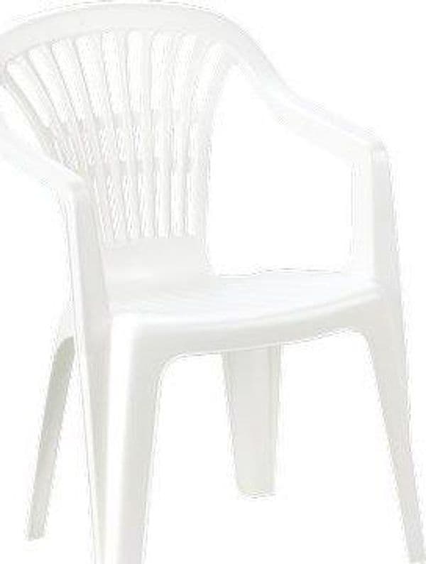 Sedia Scilla con Braccioli Progarden Pp Bianco Cm 54X53 H.cm 80