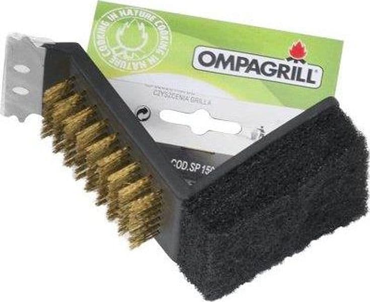 Spazzola Barbecue SP150 Ompagrill Spugna Abrasiva con Spazzola Ottone Cm 15