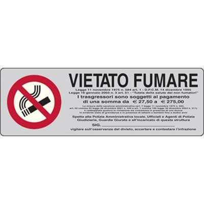 Targa Segnaletica Adesiva Vietato Fumare Vinile 15 x 5 cm 10 Pezzi - 2
