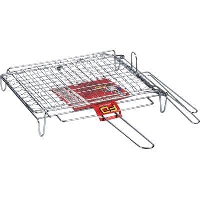 Graticola Barbecue a Rete Doppia Ribaltabile Fd Acciaio Cromato Cm 40X30 - 2
