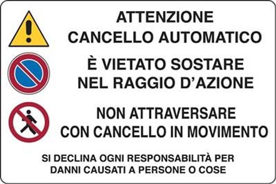 Targa Segnaletica Attenzione Cancello Automatico Pp 30 x 20 cm 10 Pezzi - 2