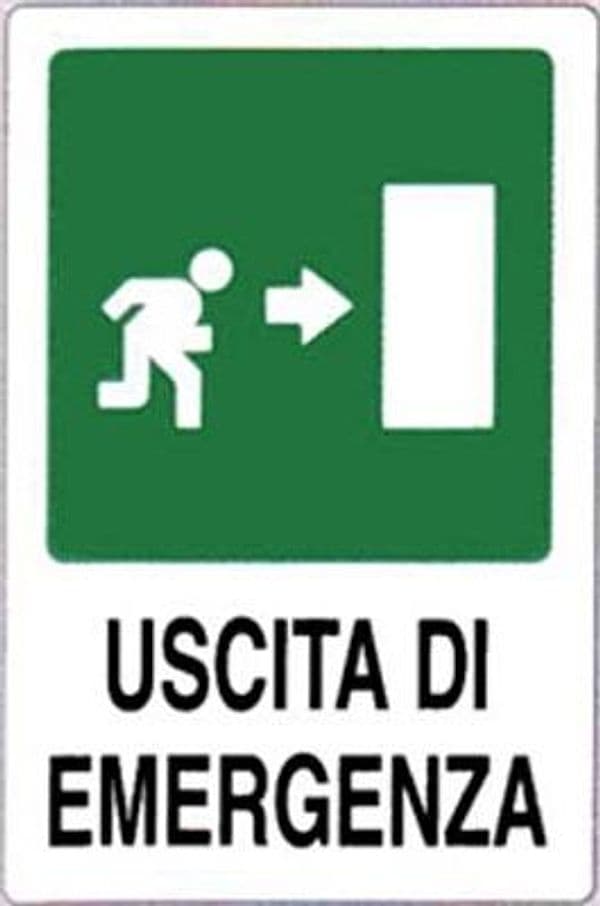 Targa Segnaletica Uscita Emergenza Dx Pp 20 x 30 cm 10 Pezzi - 2