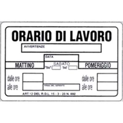 Targa Segnaletica Orario Lavoro Pp 20 x 30 cm 10 Pezzi - 2
