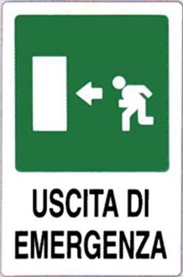 Targa Segnaletica Uscita Emergenza Sx Pp 20 x 30 cm 10 Pezzi - 2