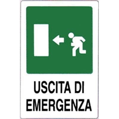 Targa Segnaletica Uscita Emergenza Sx Pp 20 x 30 cm 10 Pezzi - 2