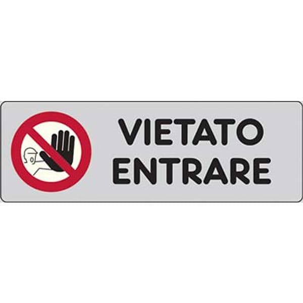 Targa Segnaletica Adesiva Vietato Entrare Vinile 15 x 5 cm 10 Pezzi - 2