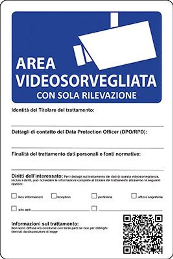 Targa Segnaletica Area Videosorvegliata Pp 20 x 30 cm 10 Pezzi - 2