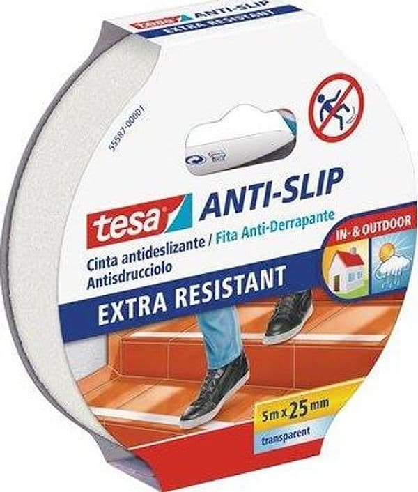 Nastro Antisdrucciolo Adesivo 55587 Tesa Trasparente 5 m H 25 mm 2 Pezzi