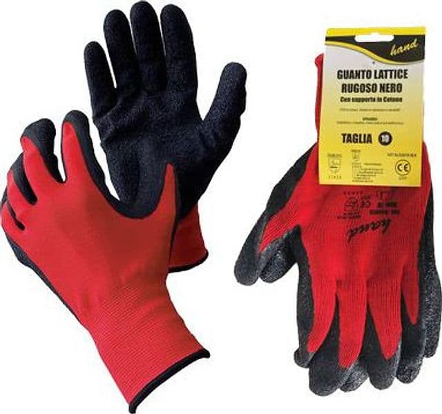 Guanto Lattice Rugoso Nero Hv Workit Maglia Pesante Cotone Rosso 9 12 Paia - 2