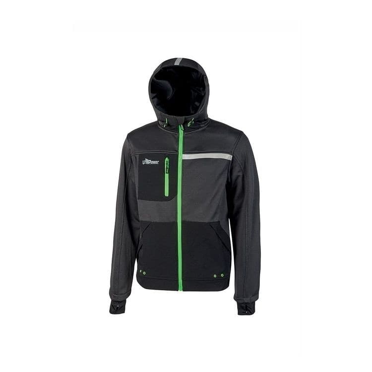 Felpa Full Zip con Cappuccio Galaxy Upower Asphalt Grey Green L – U-Power