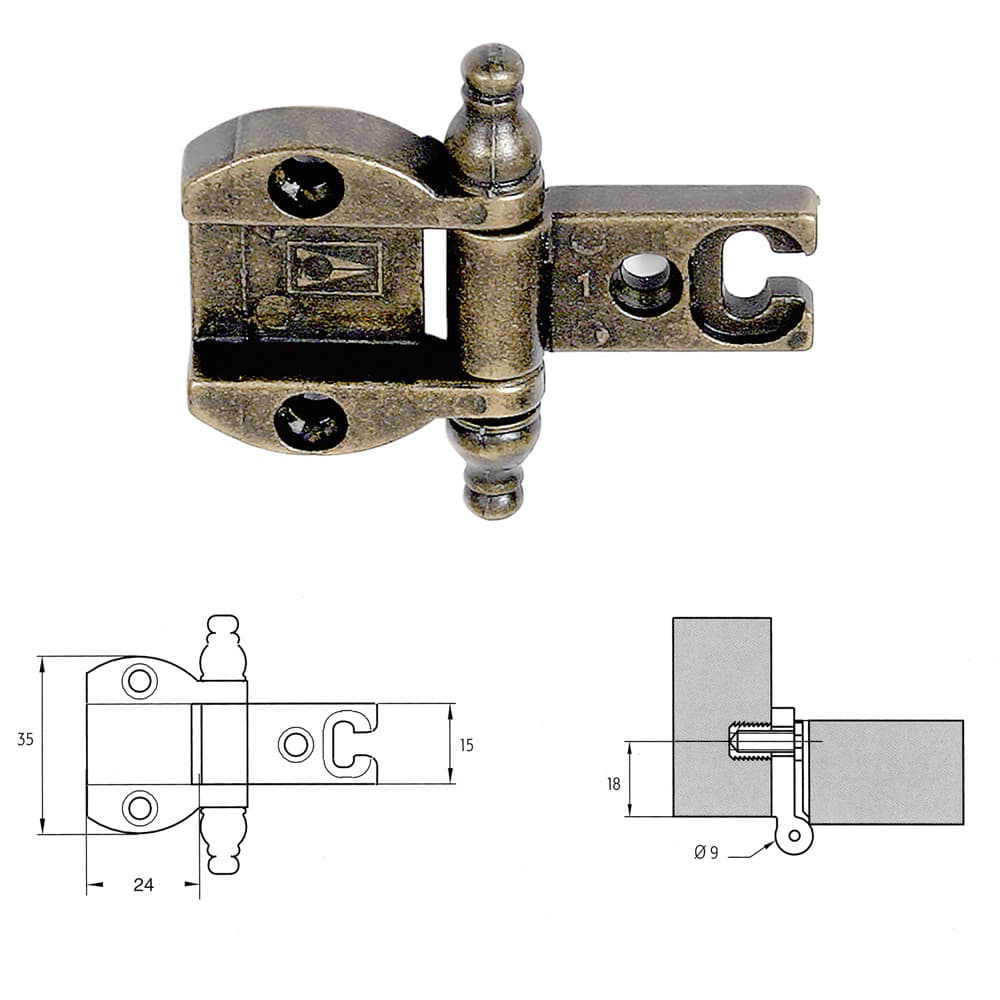 Cerniera per Mobili A0055 Oro 2 Pezzi - 2