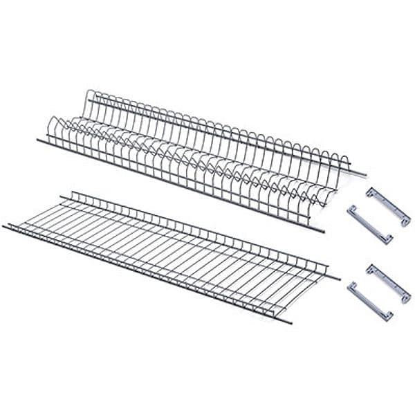 Scolapiatti Scolabicchieri Verniciato Grigio Supp Laterali Plt L 86 cm - 2