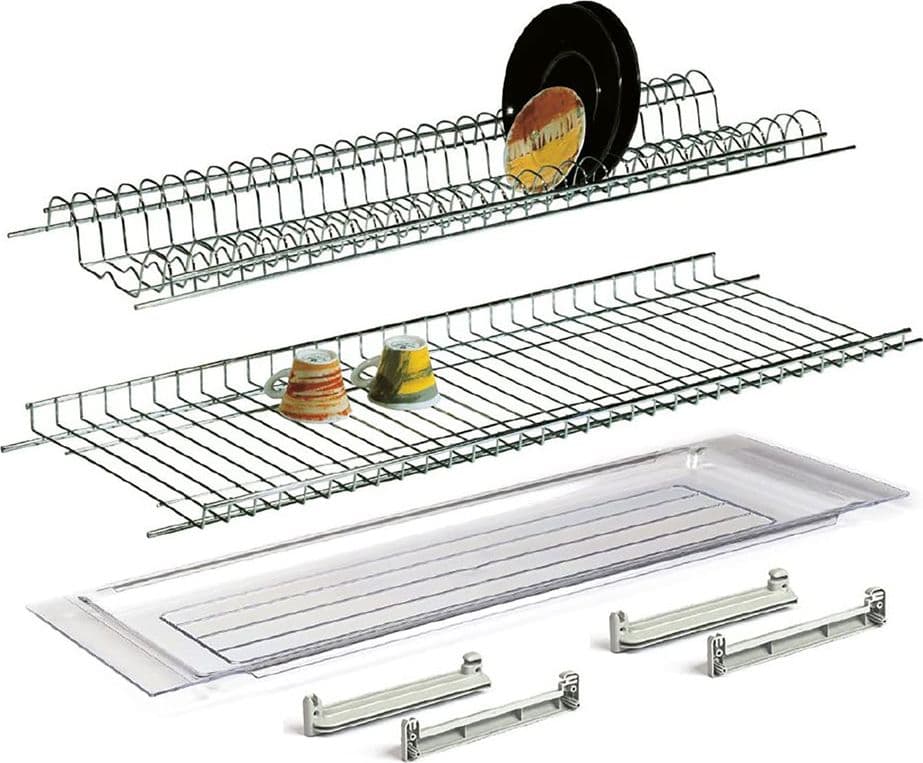 Scolapiatti per Pensile con Vaschetta in Acciaio Cromato 86 cm - 2