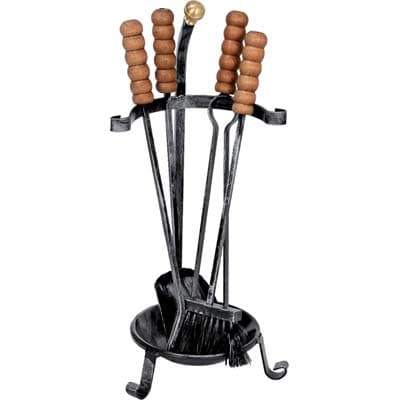 Piantana Camino Kit Simply Ferro Battuto H 65 cm 5 Pezzi - 2