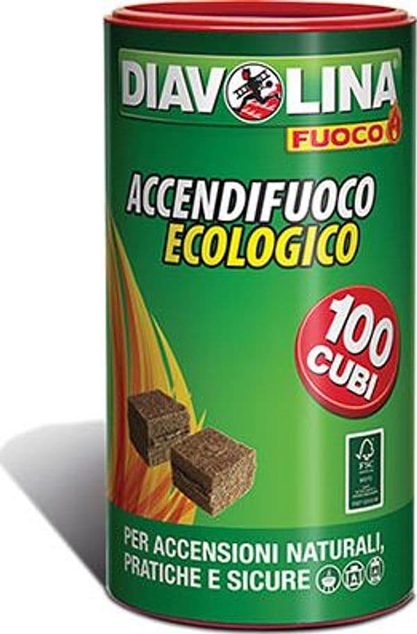Accendifuoco Ecologico 100 Diavolina Fuoco Cubetti 100 6 Pezzi